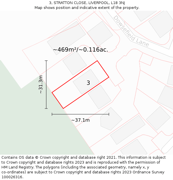 3, STRATTON CLOSE, LIVERPOOL, L18 3NJ: Plot and title map