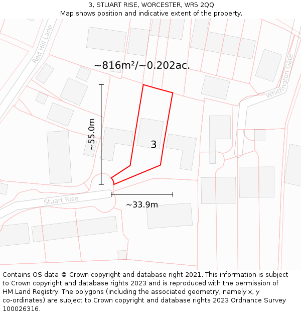 3, STUART RISE, WORCESTER, WR5 2QQ: Plot and title map