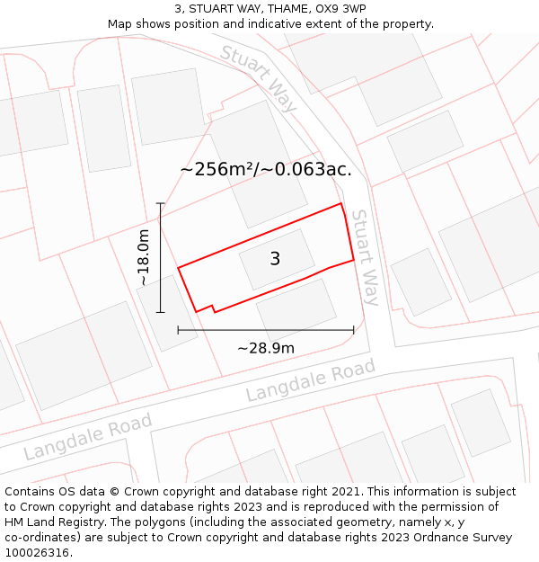 3, STUART WAY, THAME, OX9 3WP: Plot and title map