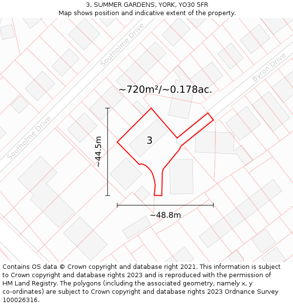 3, SUMMER GARDENS, YORK, YO30 5FR: Plot and title map