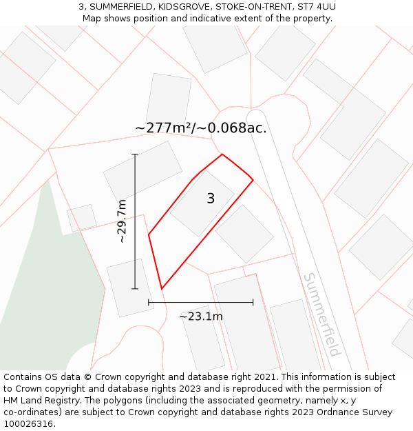 3, SUMMERFIELD, KIDSGROVE, STOKE-ON-TRENT, ST7 4UU: Plot and title map