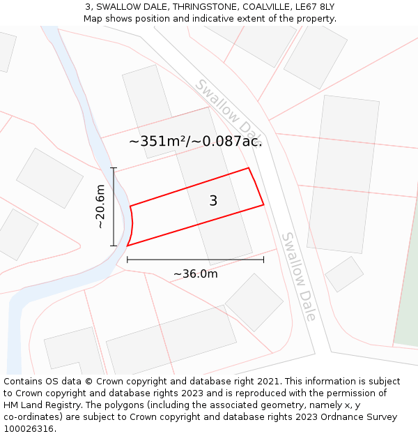 3, SWALLOW DALE, THRINGSTONE, COALVILLE, LE67 8LY: Plot and title map