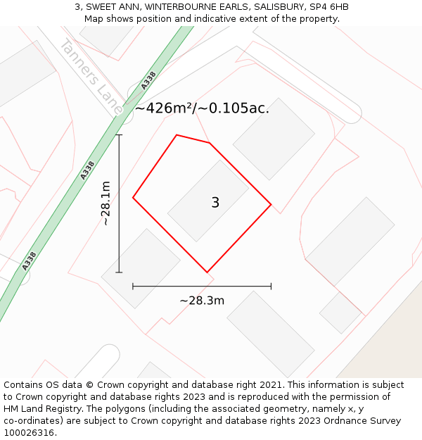3, SWEET ANN, WINTERBOURNE EARLS, SALISBURY, SP4 6HB: Plot and title map