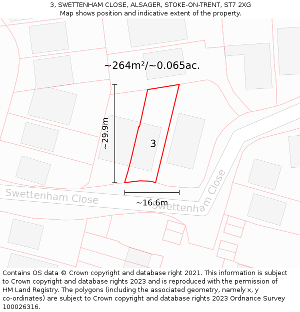 3, SWETTENHAM CLOSE, ALSAGER, STOKE-ON-TRENT, ST7 2XG: Plot and title map