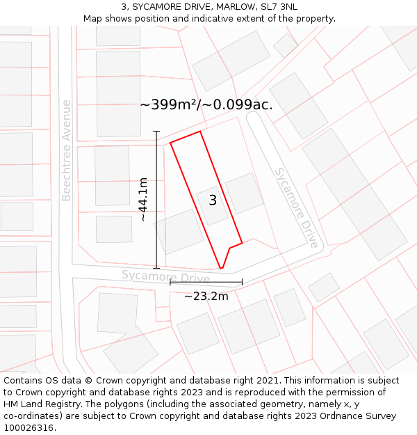 3, SYCAMORE DRIVE, MARLOW, SL7 3NL: Plot and title map