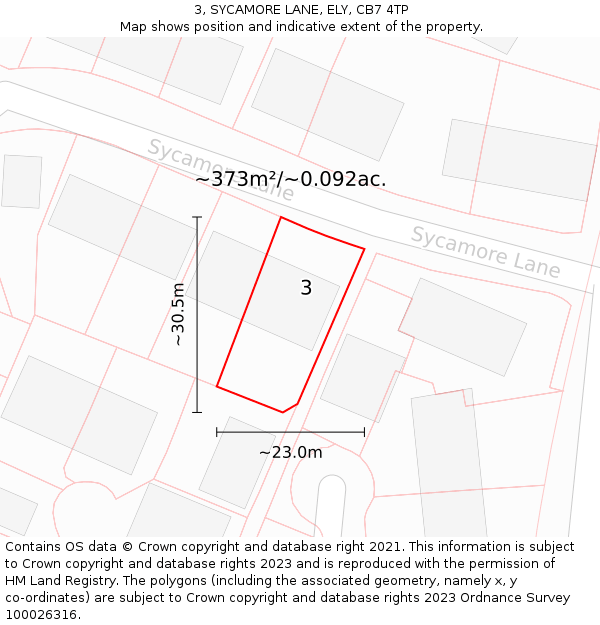 3, SYCAMORE LANE, ELY, CB7 4TP: Plot and title map