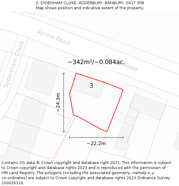 3, SYDENHAM CLOSE, ADDERBURY, BANBURY, OX17 3FB: Plot and title map