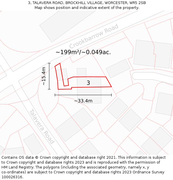 3, TALAVERA ROAD, BROCKHILL VILLAGE, WORCESTER, WR5 2SB: Plot and title map