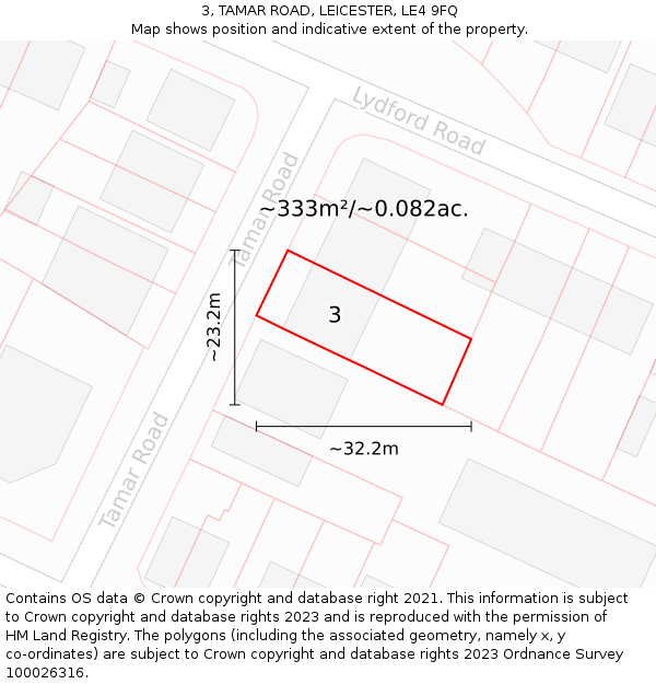 3, TAMAR ROAD, LEICESTER, LE4 9FQ: Plot and title map