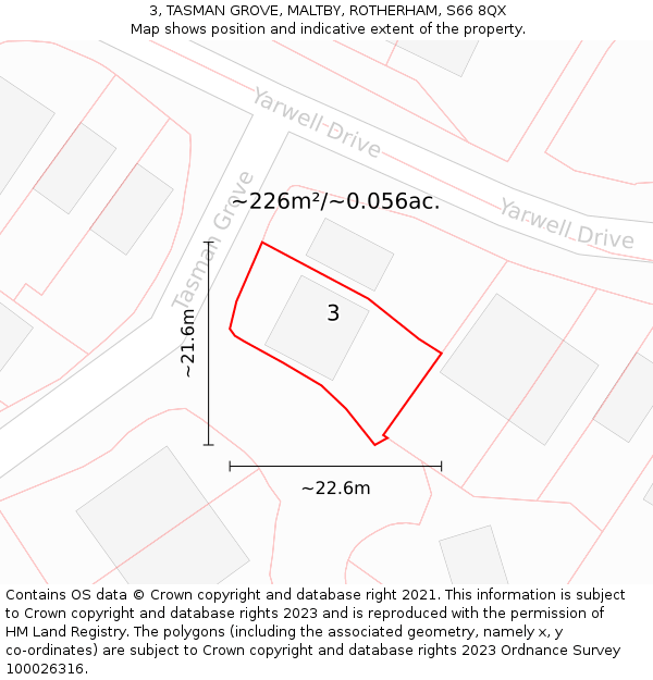 3, TASMAN GROVE, MALTBY, ROTHERHAM, S66 8QX: Plot and title map