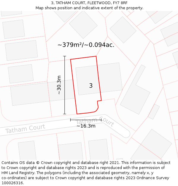 3, TATHAM COURT, FLEETWOOD, FY7 8RF: Plot and title map