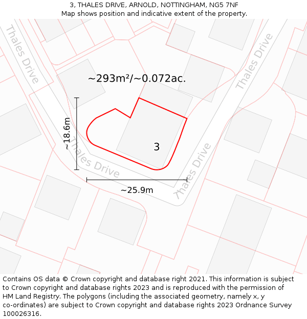 3, THALES DRIVE, ARNOLD, NOTTINGHAM, NG5 7NF: Plot and title map