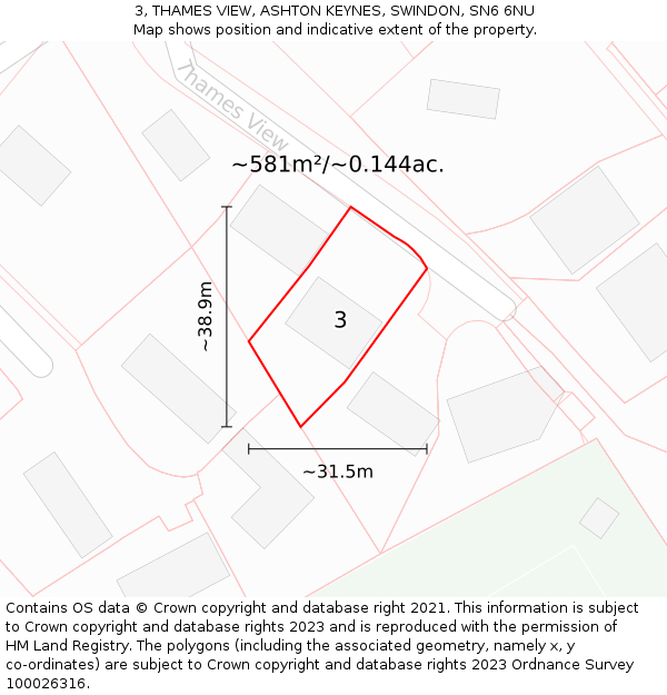 3, THAMES VIEW, ASHTON KEYNES, SWINDON, SN6 6NU: Plot and title map