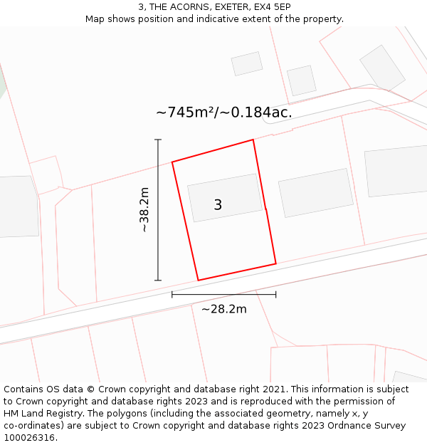 3, THE ACORNS, EXETER, EX4 5EP: Plot and title map