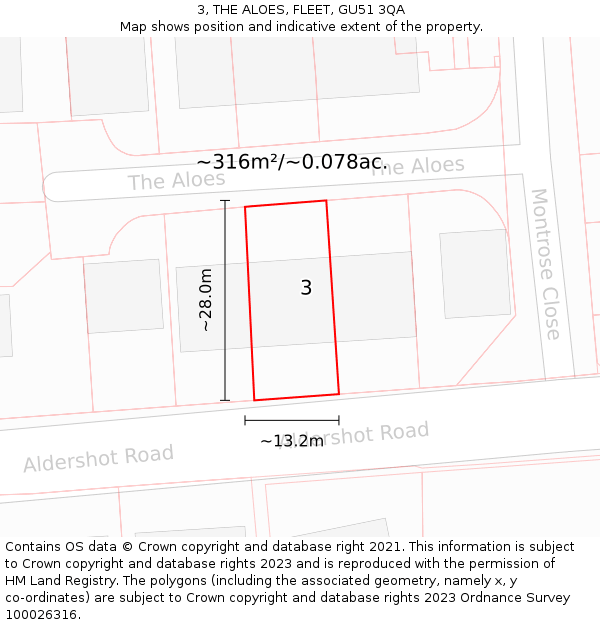 3, THE ALOES, FLEET, GU51 3QA: Plot and title map