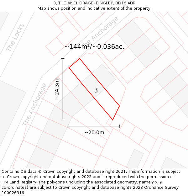 3, THE ANCHORAGE, BINGLEY, BD16 4BR: Plot and title map
