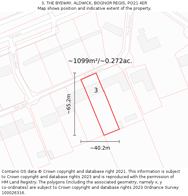 3, THE BYEWAY, ALDWICK, BOGNOR REGIS, PO21 4ER: Plot and title map