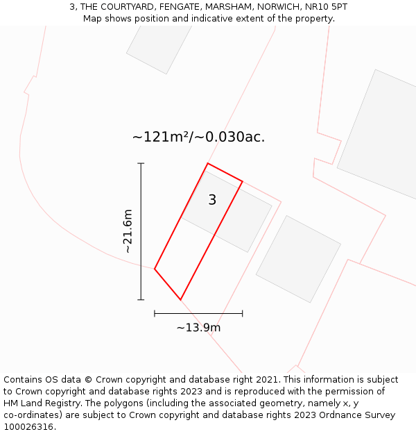 3, THE COURTYARD, FENGATE, MARSHAM, NORWICH, NR10 5PT: Plot and title map