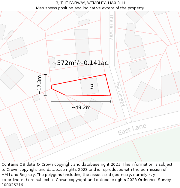 3, THE FAIRWAY, WEMBLEY, HA0 3LH: Plot and title map