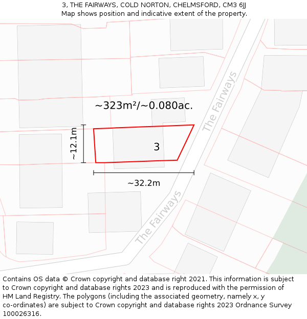 3, THE FAIRWAYS, COLD NORTON, CHELMSFORD, CM3 6JJ: Plot and title map