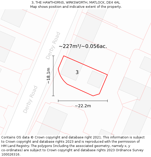 3, THE HAWTHORNS, WIRKSWORTH, MATLOCK, DE4 4AL: Plot and title map