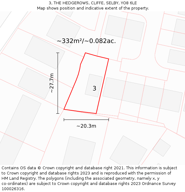 3, THE HEDGEROWS, CLIFFE, SELBY, YO8 6LE: Plot and title map