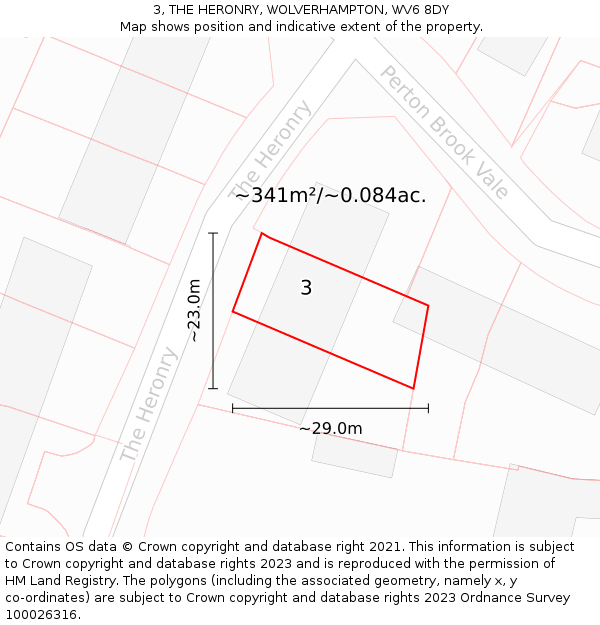 3, THE HERONRY, WOLVERHAMPTON, WV6 8DY: Plot and title map