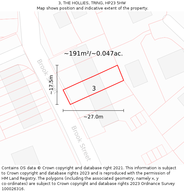 3, THE HOLLIES, TRING, HP23 5HW: Plot and title map