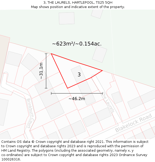 3, THE LAURELS, HARTLEPOOL, TS25 5QH: Plot and title map