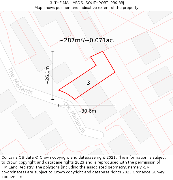 3, THE MALLARDS, SOUTHPORT, PR9 8RJ: Plot and title map