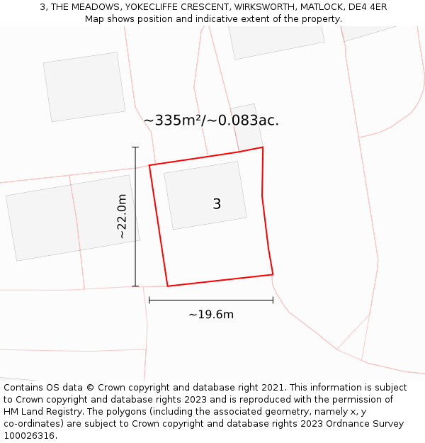 3, THE MEADOWS, YOKECLIFFE CRESCENT, WIRKSWORTH, MATLOCK, DE4 4ER: Plot and title map