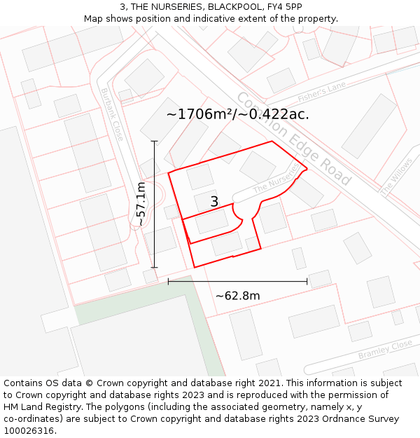 3, THE NURSERIES, BLACKPOOL, FY4 5PP: Plot and title map