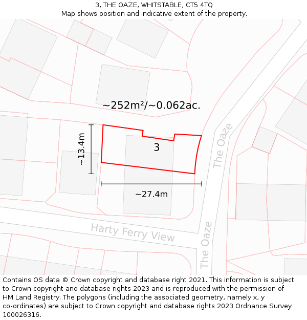 3, THE OAZE, WHITSTABLE, CT5 4TQ: Plot and title map