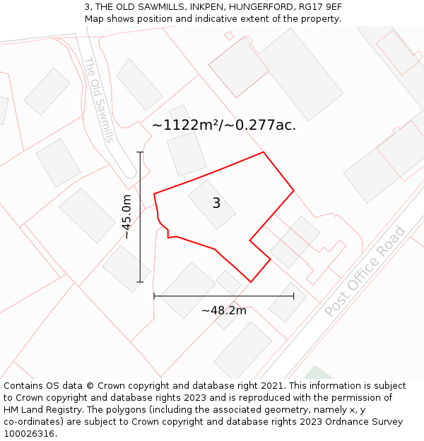 3, THE OLD SAWMILLS, INKPEN, HUNGERFORD, RG17 9EF: Plot and title map