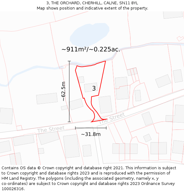 3, THE ORCHARD, CHERHILL, CALNE, SN11 8YL: Plot and title map