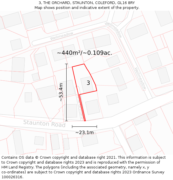 3, THE ORCHARD, STAUNTON, COLEFORD, GL16 8RY: Plot and title map