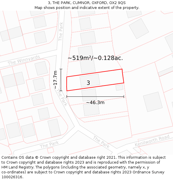 3, THE PARK, CUMNOR, OXFORD, OX2 9QS: Plot and title map