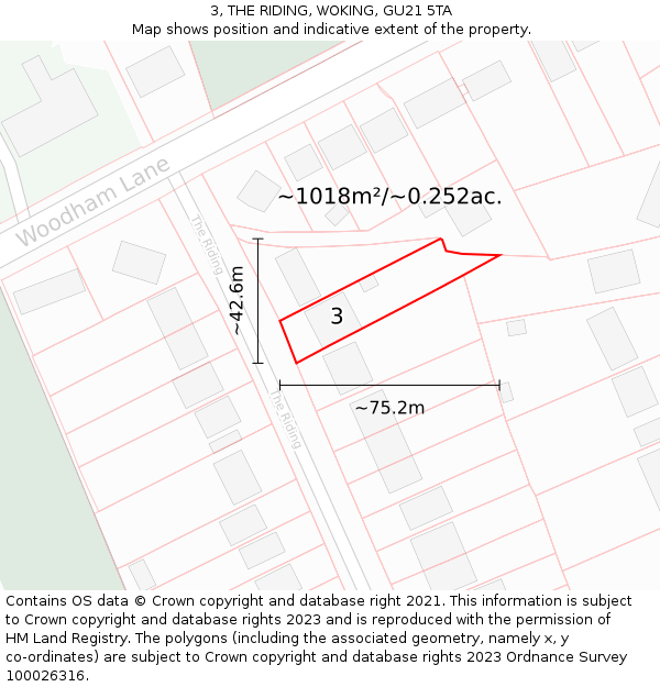 3, THE RIDING, WOKING, GU21 5TA: Plot and title map