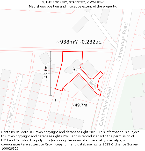 3, THE ROOKERY, STANSTED, CM24 8EW: Plot and title map