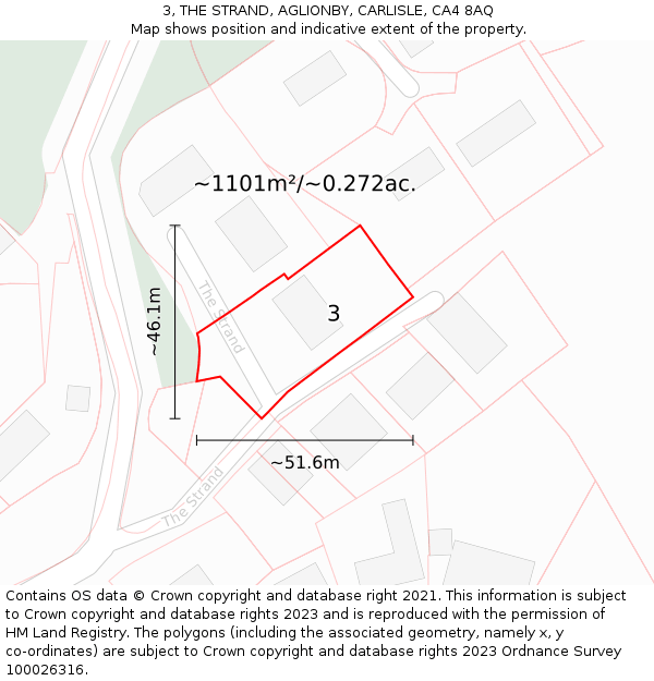 3, THE STRAND, AGLIONBY, CARLISLE, CA4 8AQ: Plot and title map