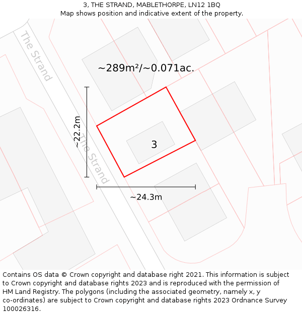 3, THE STRAND, MABLETHORPE, LN12 1BQ: Plot and title map