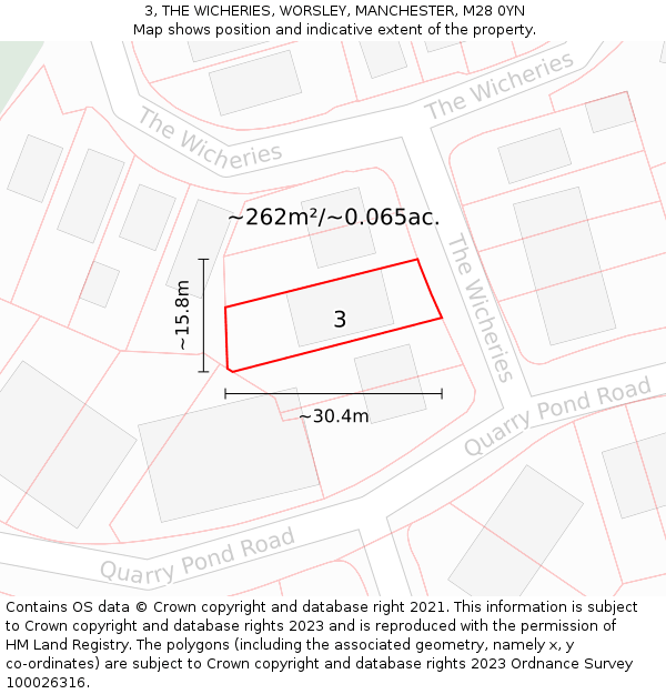 3, THE WICHERIES, WORSLEY, MANCHESTER, M28 0YN: Plot and title map