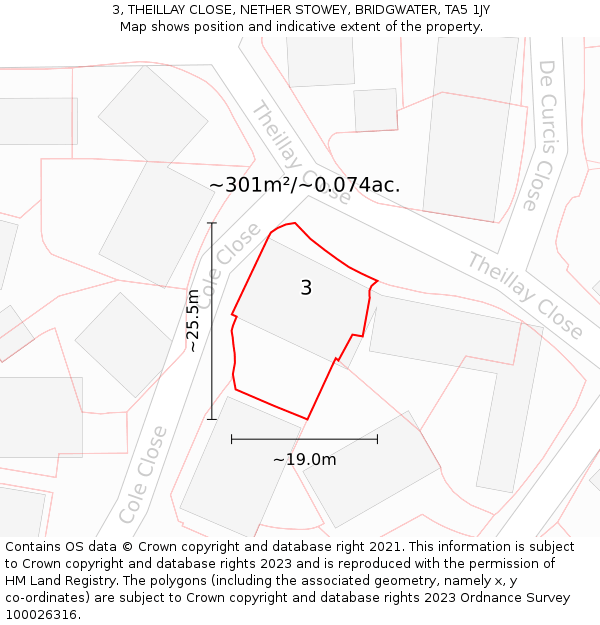 3, THEILLAY CLOSE, NETHER STOWEY, BRIDGWATER, TA5 1JY: Plot and title map