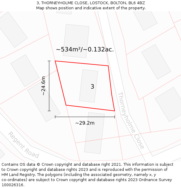 3, THORNEYHOLME CLOSE, LOSTOCK, BOLTON, BL6 4BZ: Plot and title map