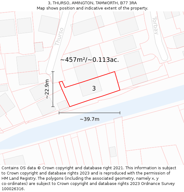 3, THURSO, AMINGTON, TAMWORTH, B77 3RA: Plot and title map