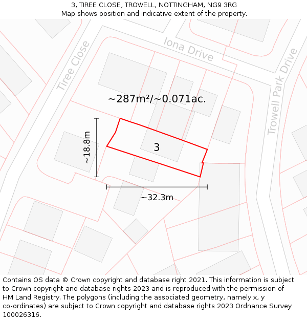 3, TIREE CLOSE, TROWELL, NOTTINGHAM, NG9 3RG: Plot and title map