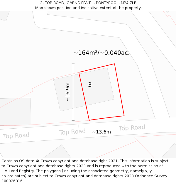 3, TOP ROAD, GARNDIFFAITH, PONTYPOOL, NP4 7LR: Plot and title map