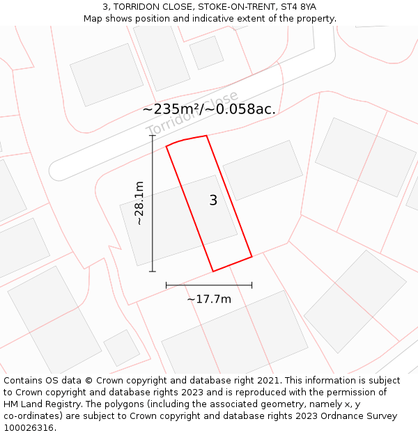 3, TORRIDON CLOSE, STOKE-ON-TRENT, ST4 8YA: Plot and title map