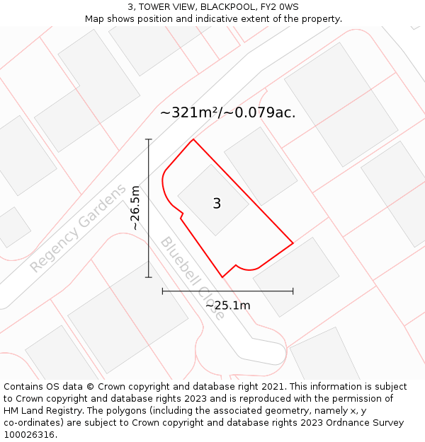 3, TOWER VIEW, BLACKPOOL, FY2 0WS: Plot and title map