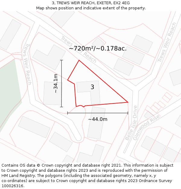 3, TREWS WEIR REACH, EXETER, EX2 4EG: Plot and title map